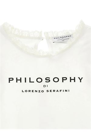 White cotton ruffled T-shirt PHILOSOPHY KIDS | I1G60072010001
